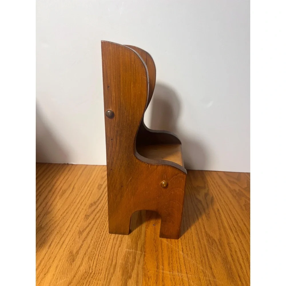 VTG Wooden Doll Chair with Heart Cutout Child's Toy Doll Furniture 80s cottage